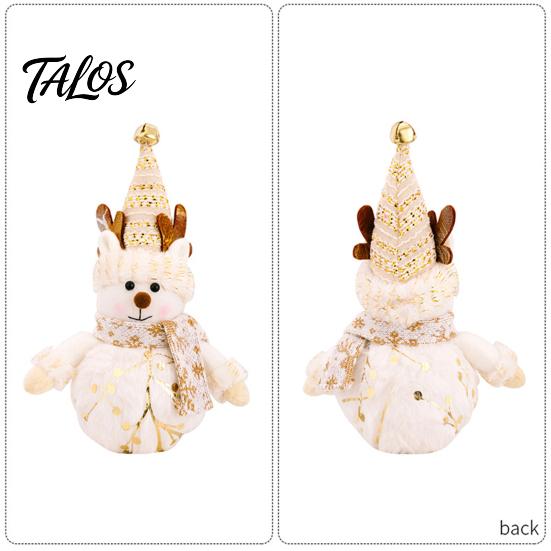 Decorative Christmas Doll LED Plush Ornaments, Light Up Elk Snowman Santa Claus Decoration, Cute Stuffed Toy for Table Holiday Party Decor Gift Kids