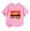 Kids Boys Girls Crew Neck Short Sleeve 100% Cotton T-Shirt, African Safari Savannah Sunset Graphic Casual Tees for Children Summer Soft Breathable Top