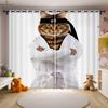 Set Of 2 Cute Funny Cat Printed Curtains Polyester Bedroom Living Room Kids Window Decoration Curtain Perfect For