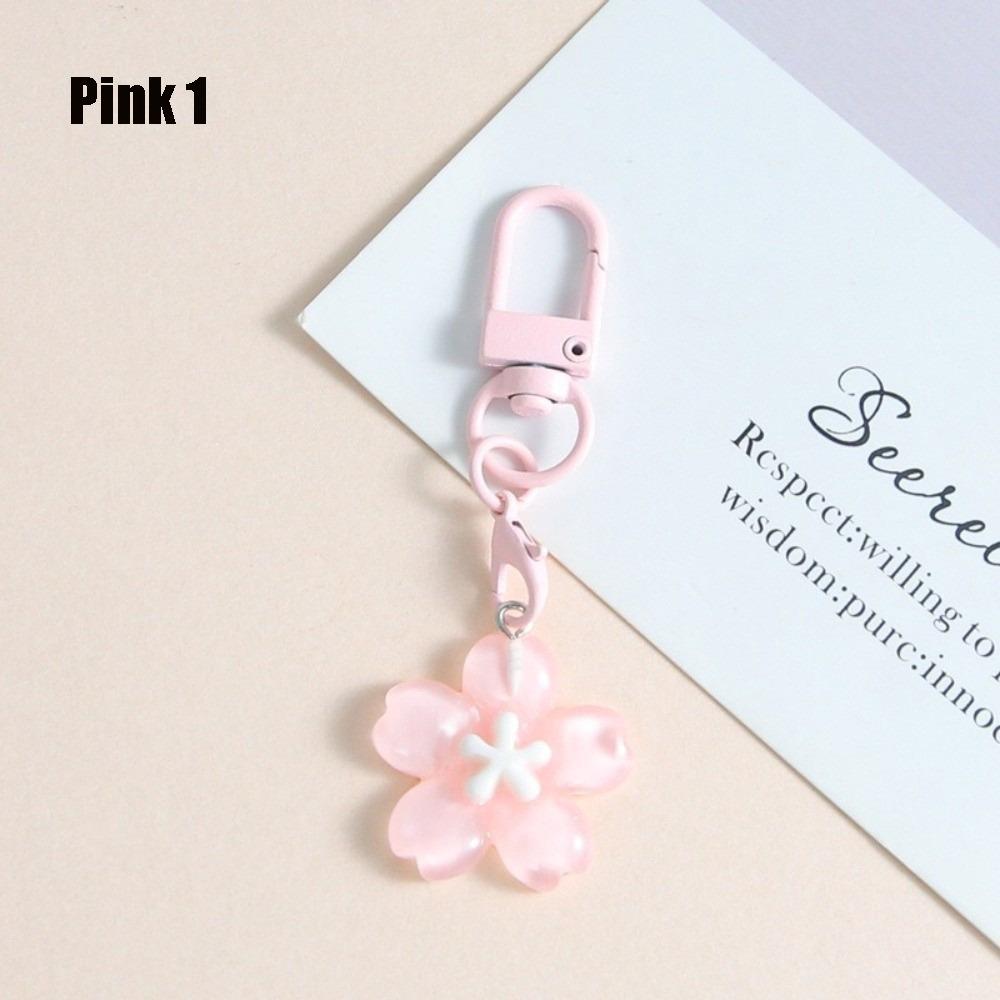 Cute Colorful Flower Pendant Keychains Women Bag Earphone Case Pendant DIY Accessories Car Key Ring Girl Candy Color Key Chains