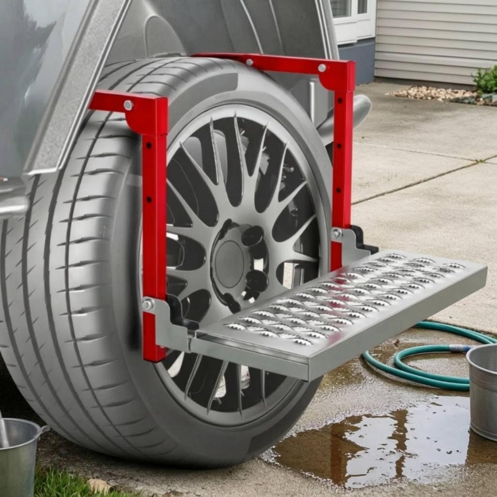 Wheel Step with Perforated Surface Long-Lasting for Mechanics
