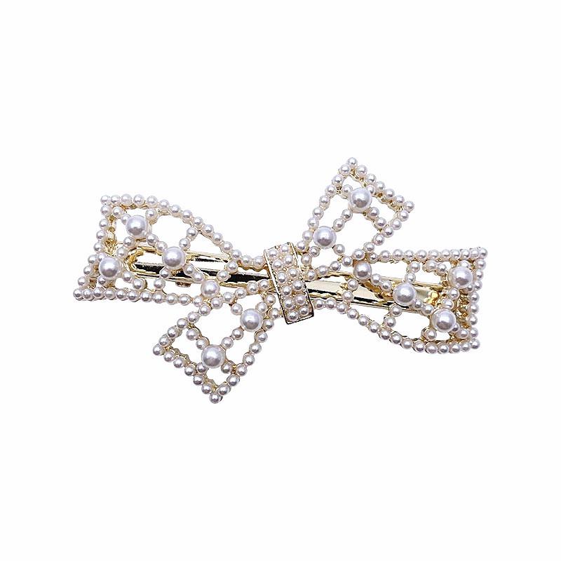 2024 Trendy Korean-French Retro Bow Pearl Hairpin for Women - Elegant Back of Head Accessory