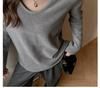 Women's V-Neck German Velvet Long-Sleeve Base Layer - Thick, Brushed, Cozy Inner Wear for Autumn/Winter.