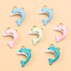 Stainless Steel Gold Enamel 3D Dolphin Pendant Charm: 15x20mm, 4 Colors