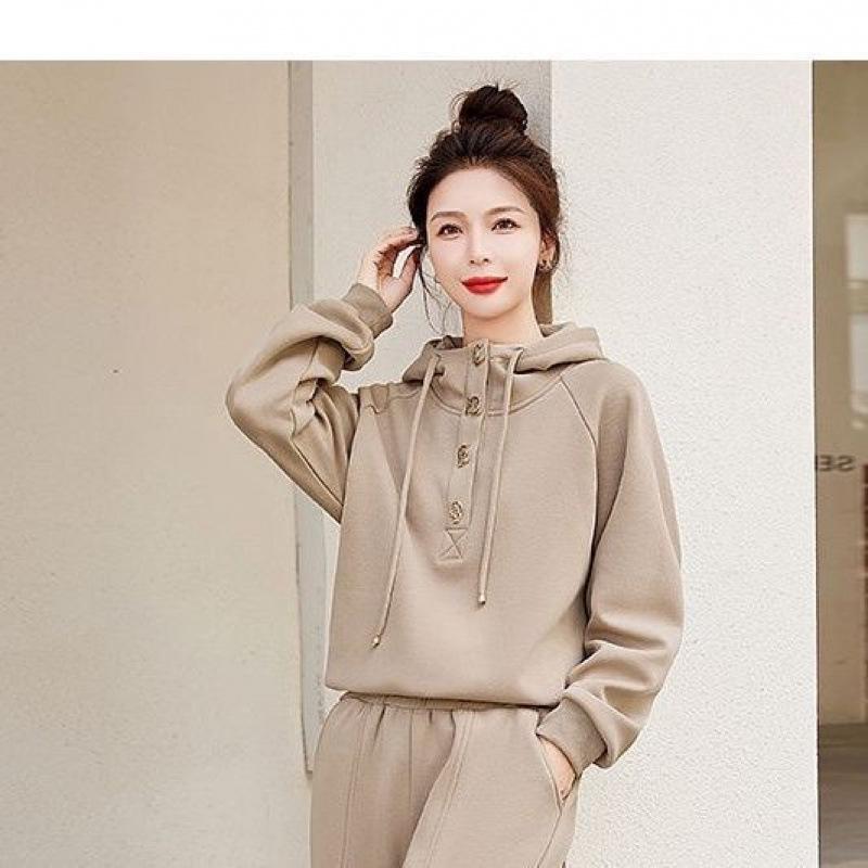 Women's Plus Size Loose Tracksuit - 2025 Autumn/Winter Fashion Sweatshirt Two-Piece Set
