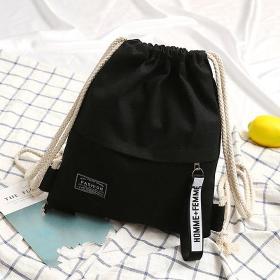 1 Pcs Drawstring Canvas Bag Large Capacity Backpack Student Tutoring Cloth Bag Lightweight And Casual Drawstring Pocket