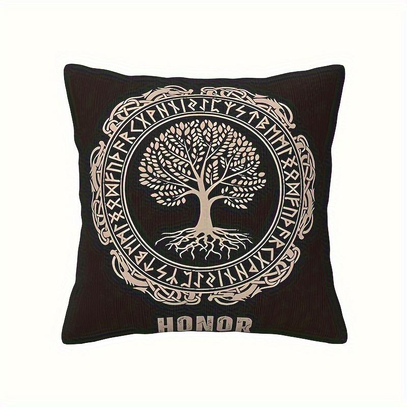 Mythical Runes Viking Patterns Digital Printing Pillow Cover Short Plush Suitable Living Room Bedrooms Sofas Throw Cushion Cover