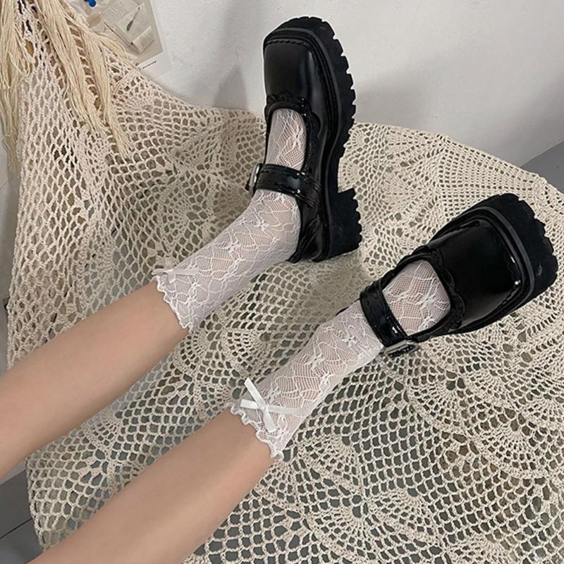 Womens Calf Socks, Sweet Girl Lace Ruffle Knee Socks Fashion Ladies Girl Princess Mesh Socks Campus Stockings