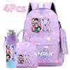 4-teiliges/Set 26 englische Buchstaben KPOP bedruckter Rucksack mit Handtasche Federmäppchen 750 ml Wasserflasche für Teenager Jungen Mädchen Große Kapazität Schultasche