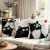 45x45cm Black and White Cat Pillowcase Polyester Cute Cartoon Home Decoration