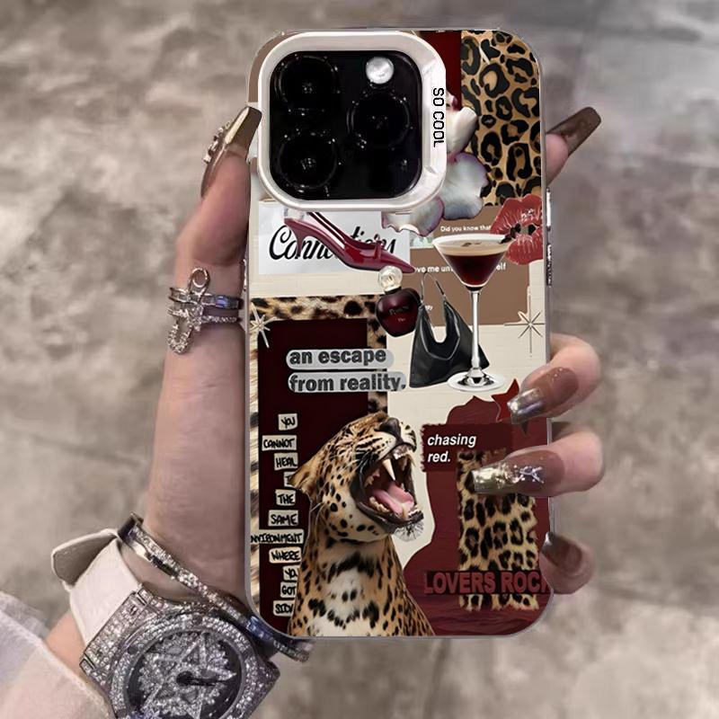 

Black Cat Leopard Print Electroplate Silver Phone Case For Xiaomi Redmi Note 14 13 12 11 10 Pro Plus 12S 11S Redmi 15C 14C Cover Redmi Note 13 4G