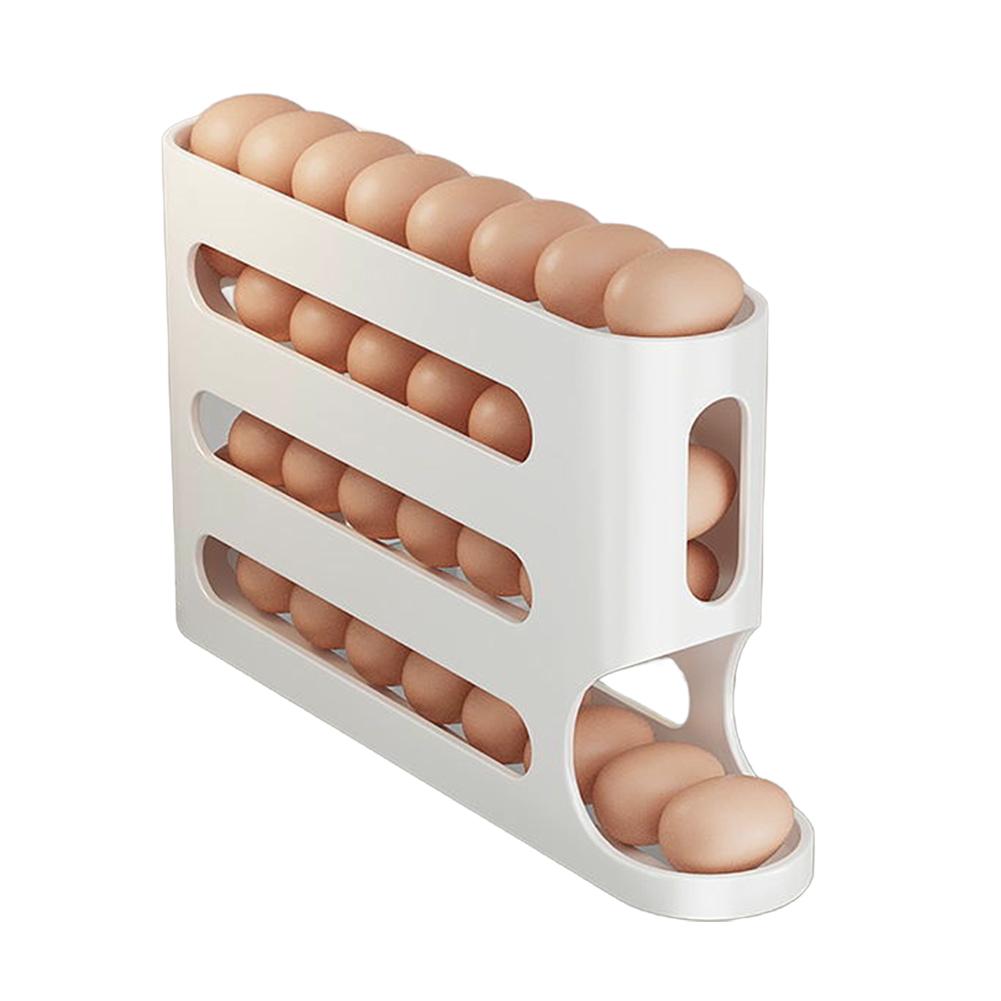 4 Layers Automatic Rolling Egg Holder Rack Fridge Egg Storage Box Container Kitchen Refrigerator Egg Dispenser Kitchen Organizer