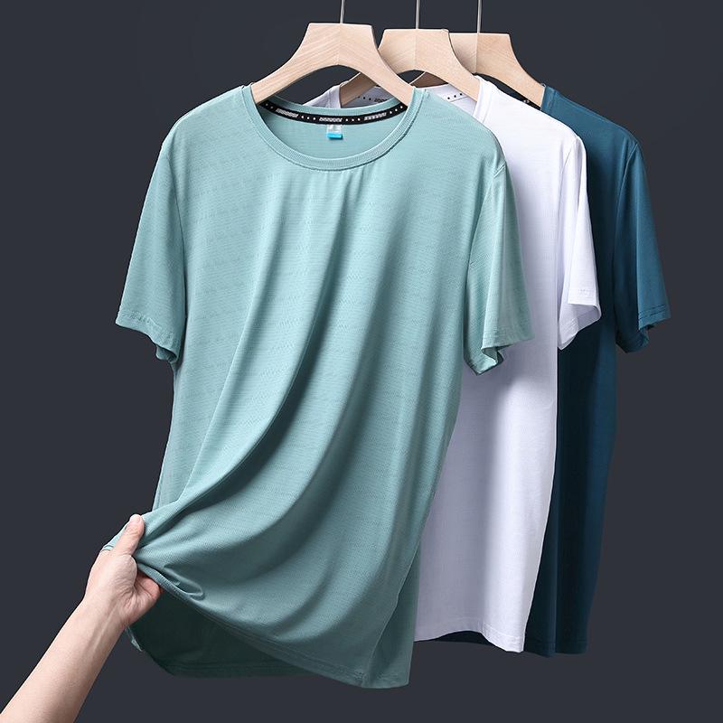 Plus-Size Men's Quick-Dry Ice Silk T-Shirt - Short-Sleeve, Summer Fitness Top