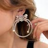 Exquisite Rhinestone Flower Stud Earrings: European & American Style, Silver Needle, Luxurious High-End Design, Niche Appeal for Women