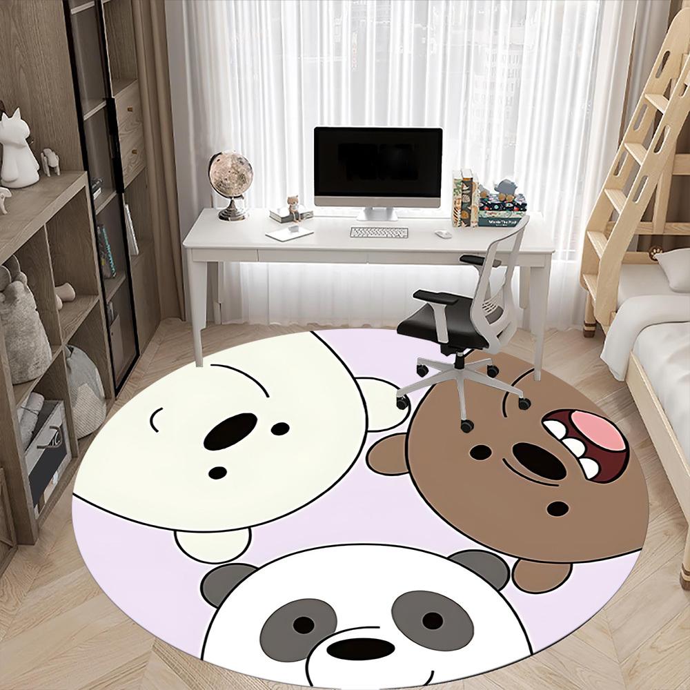 1pc We Bare Bears Office Round Area Rug, Under Office Chairs Bedroom Living Room Home Decor, Room Deco, Available In Various Sizes