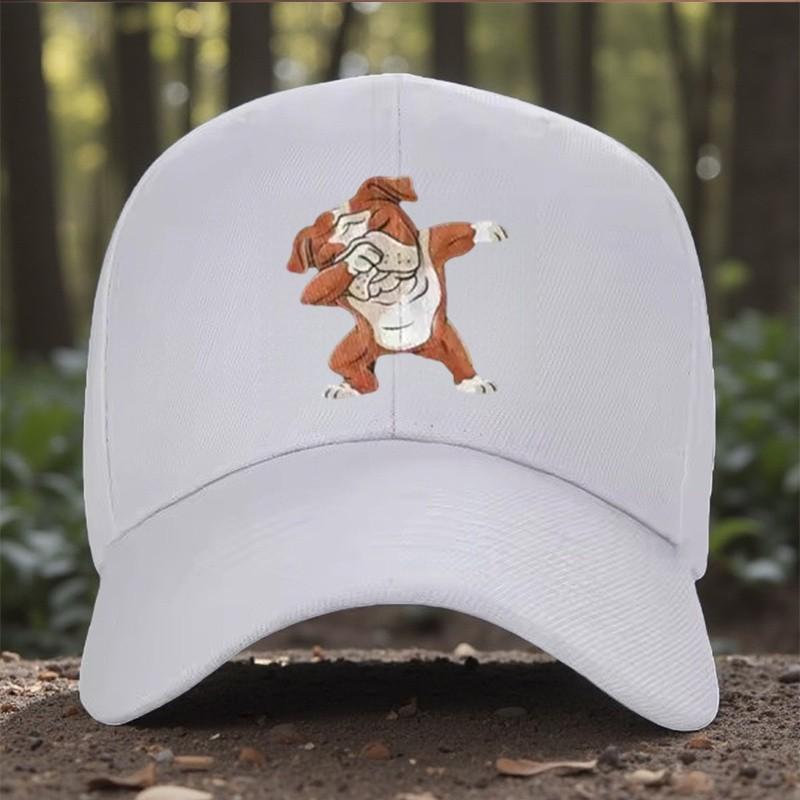 Dabbing Bulldog Dog Baseball Cap Cute Animal Print Adjustable Outdoor Sports Hat