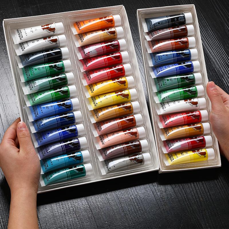 12/18/24-farbiges Acrylfarben-Set Ist Geeignet für DIY Steine Leinwand Papier Keramik Kunststudent Pigmente