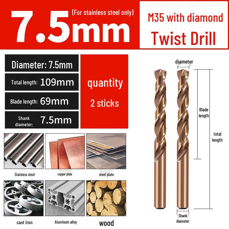 Set di punte da trapano HSS M35 al Cobalto per Legno, Metallo, Acciaio Inossidabile - Alta Durezza