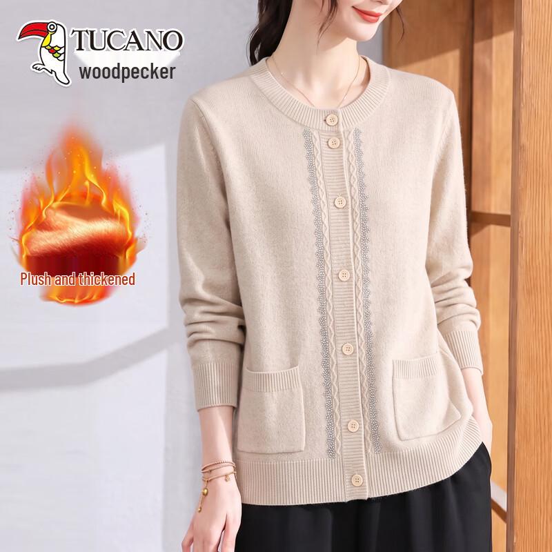 Tucano Women's Fleece-Lined Crew Neck Cardigan Sweater