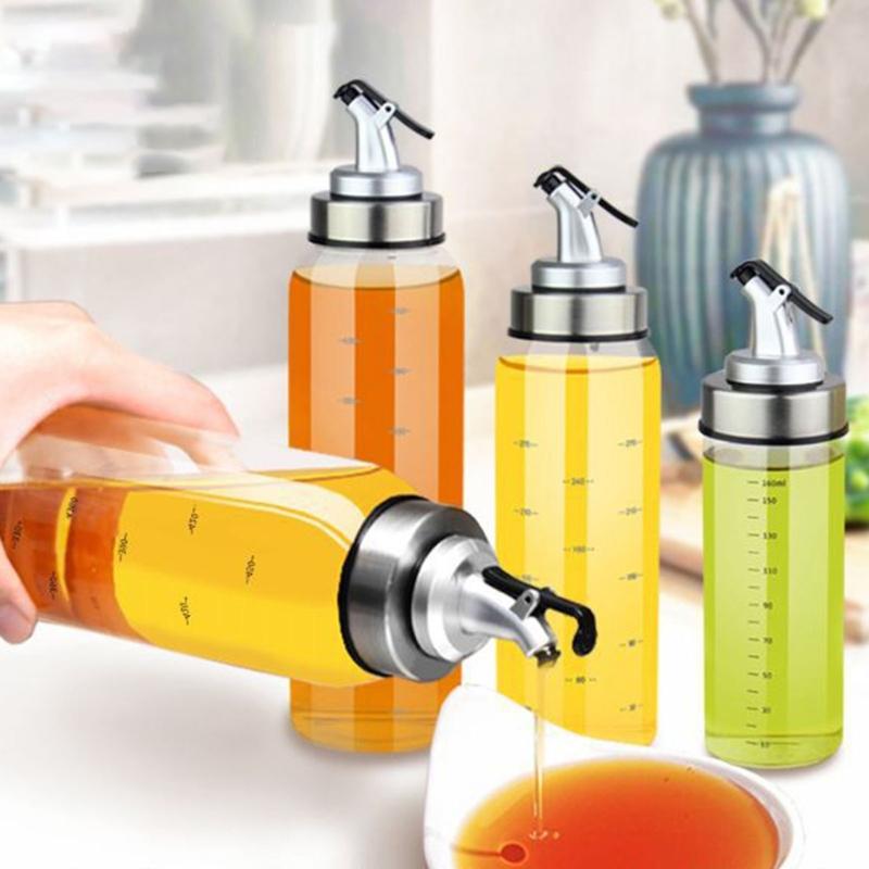 Clear Glass Spill Proof Condiment Bottle With Tight Lid Kitchen Liquid Dispenser Large Capacity Oil Vinegar Container