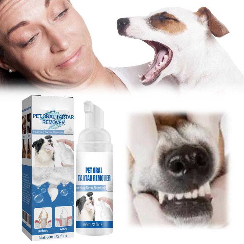 60ml Pet Oral Tartar Remover Spray Dogs And Cats Oral Cleanse Foams Dental Dirt Remover for Dogs & Cats Support Healthy Gums