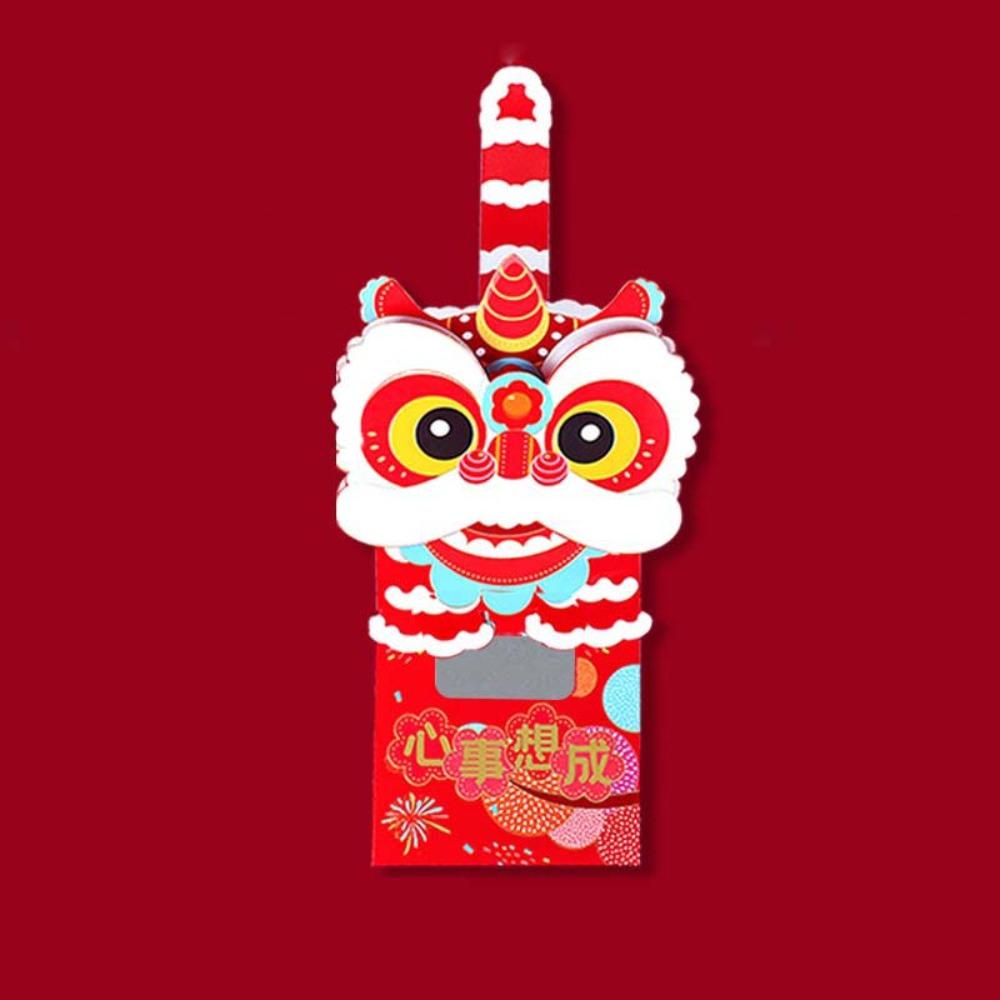 6pcs Traditional Scratch Card Money Bag Hongbao Red Pocket  Lunar New Year Gifts