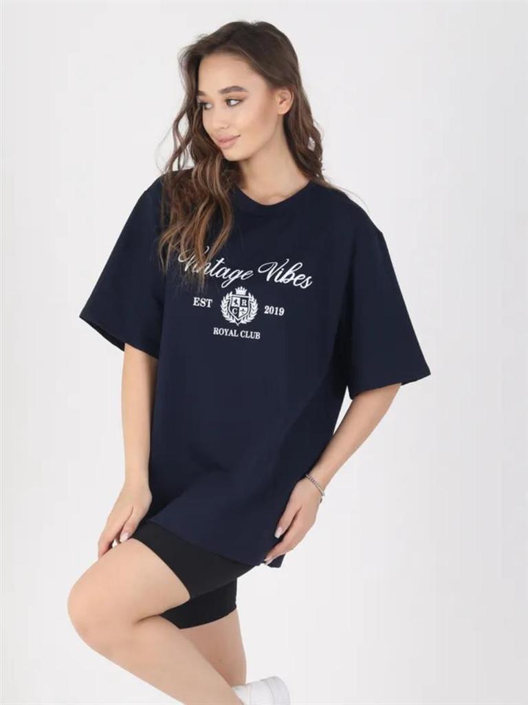 American Retro 2025 Oversized T-Shirt: Trendy High-End Print, Short Sleeve Summer Design