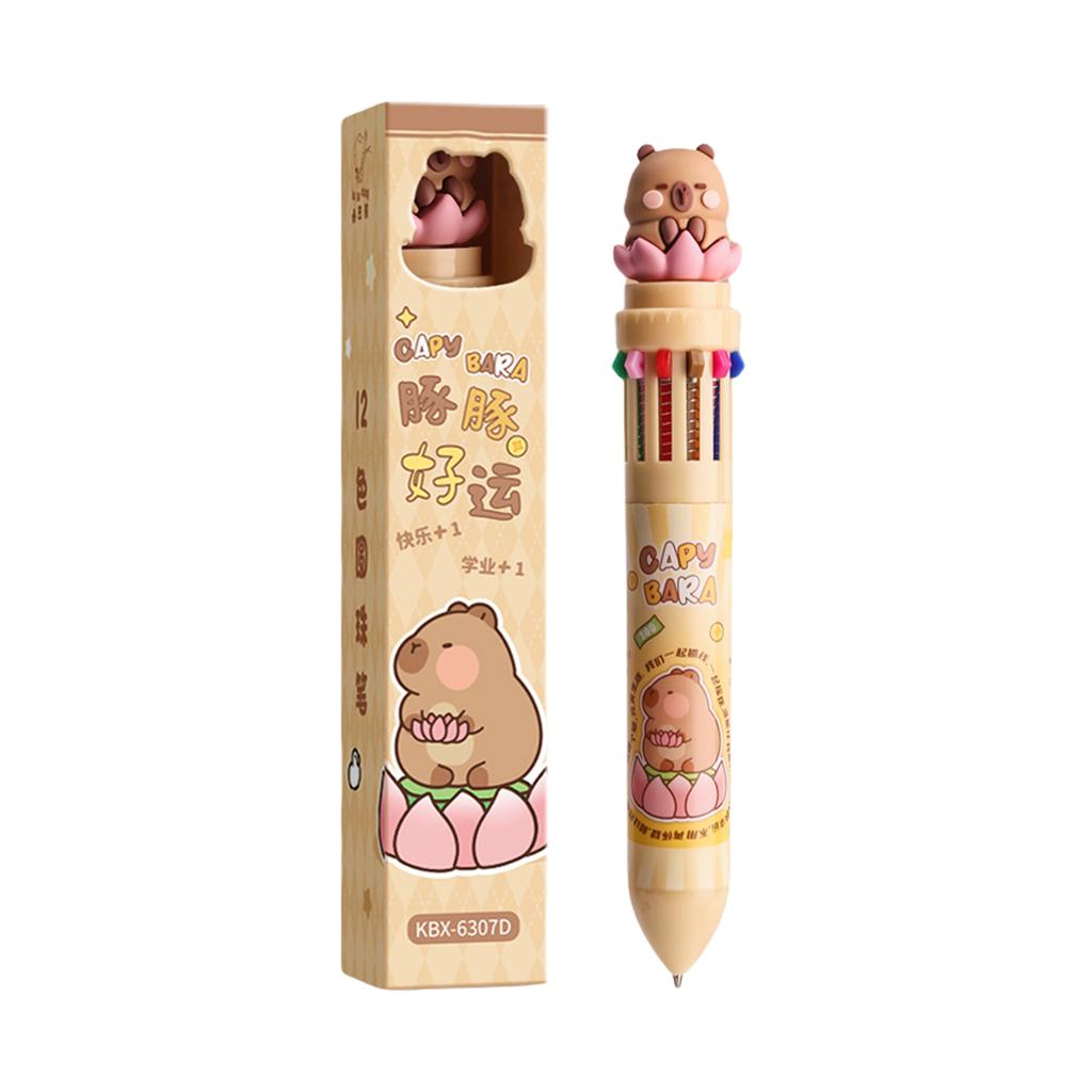 10/12 Colors Retractable Ballpoint Pen Cartoon Animal Ballpoint Pen Multicoloured Pen School Office Supplies for Student