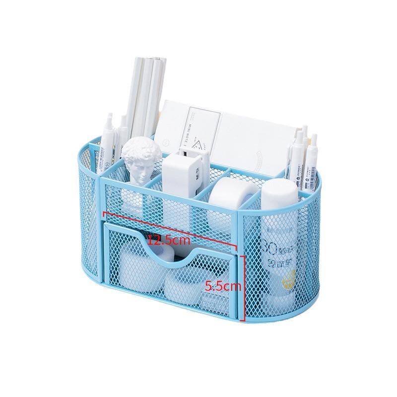 Porte-stylo métallique multifonctionnel de bureau avec tiroir – Organiseur de papeterie créatif et mignon pour bureau et étudiant