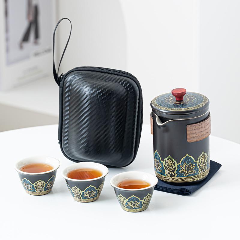 Portable Travel Tea Set Wholesale Outdoor Kung Fu Tea Set Quick Guest Cup Festival Chinese Business Gift Logo