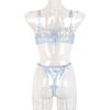 Erotic Lingerie Perspective Mesh Embroidery Three-Dimensional Flower Sexy Underwear Set T-String Sexy Underwear set