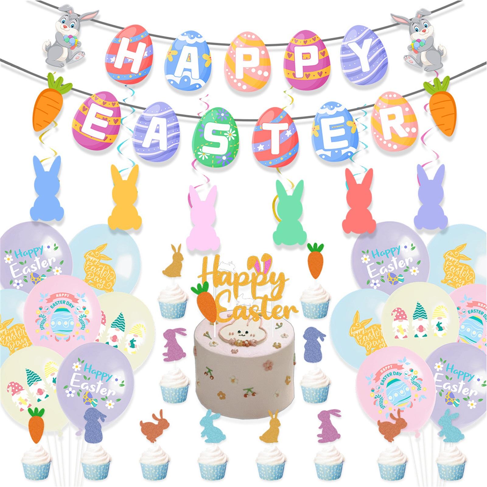Easter Egg Themed Party Decoration, Hanging Decoration, Flag Raising Set
