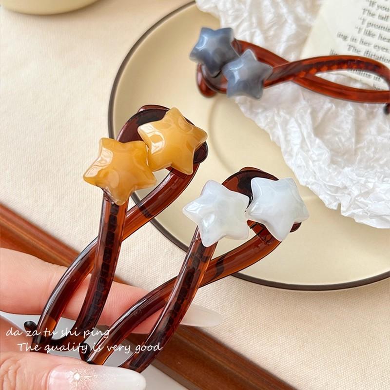 Vintage Star Twist Hair Clip For Women Girl Sweet Hair Ornament Long Thick Hair Holder Hairpin Barrette Hair Accessories