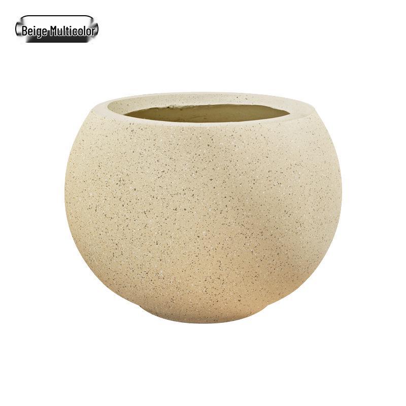 Spherical Cement Flower Pot for Ficus, Orchids, and Green Plants - Ideal for Home, Living Room, Balcony, or Outdoor Use.