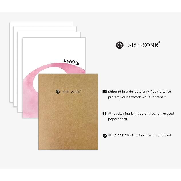 Pink Room Decor Aesthetic Wall Art Prints Poster, 8x10 Inch Canvas Prints Unframed Set of 4 Posters for Teen Girls Bedroom Dorm Decor