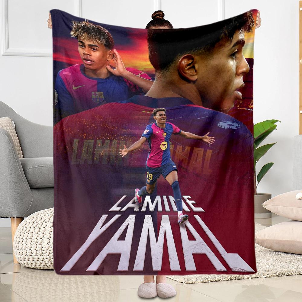Lamine Yamal's Barcelona Player Action Blanket Durable Comfort Great for Livingroom Bed Chair for All Seasons Modern Birthday Christmas Gift Blanket