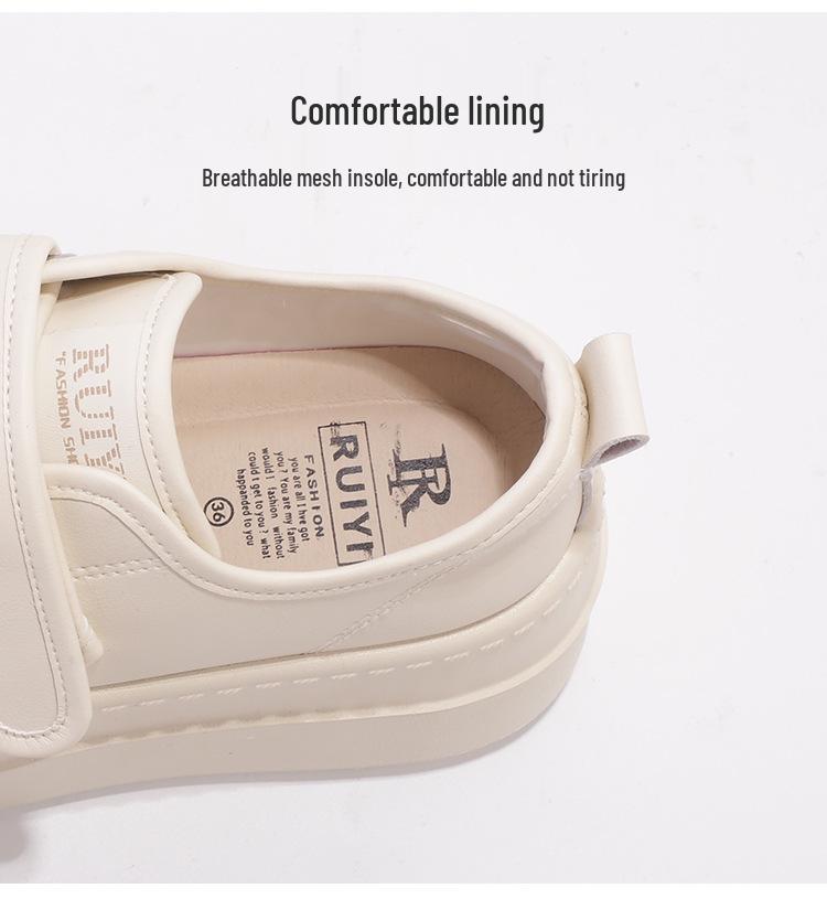 Women's White Platform Velcro Shoes - 2025 Spring/Autumn Style, Height-Increasing, Thick Sole, Casual & Versatile