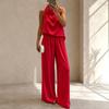 1116 summer new European and American fashion solid color vest and trousers two-piece suit casual women's clothing