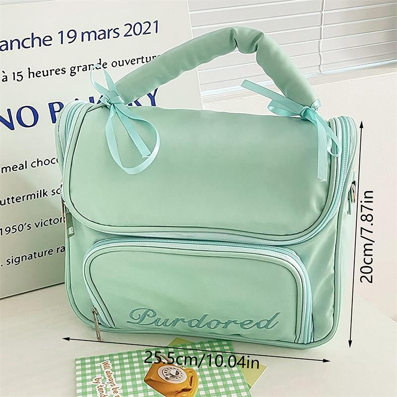 Cute Ballet Style Leather Cosmetic Bags Large Capacity Handbag Travel Portable Storage Bags Toiletry Bags Girly Makeup Bag Gifts