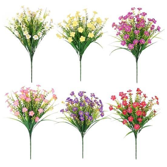Artificial Flowers Bundle UV-Resistant Faux Plants Non-fading Fake Flowers for Home Vase Basket Window Box Outdoor Decoration