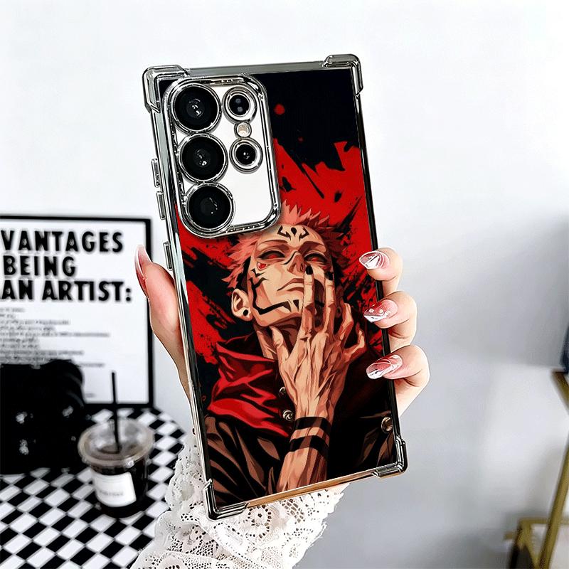 Anime Itadori Yuji JUJUSU Plating Phone Case For Samsung Galaxy S24 S25 FE S26 Edge S23 Ultra S22 S21 Plus S20 Anti-Fall Airabag