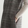 Damen Strickweste Kleid Baumwolle V-Ausschnitt Pullover Kariert Vintage Tanktop Ärmelloses Kleid mit Taschen