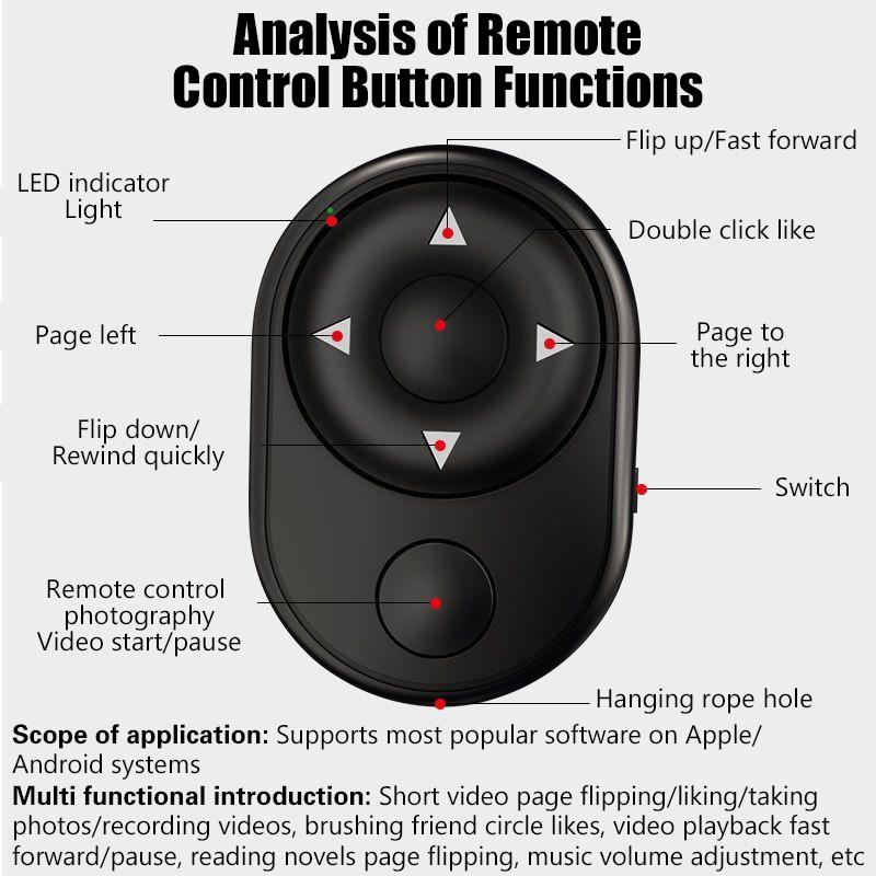 Mini Wireless Bluetooth Remote Shutter Controller Button Selfie Camera Rocker Shutter Remote Control Page Turning Douyin Liker