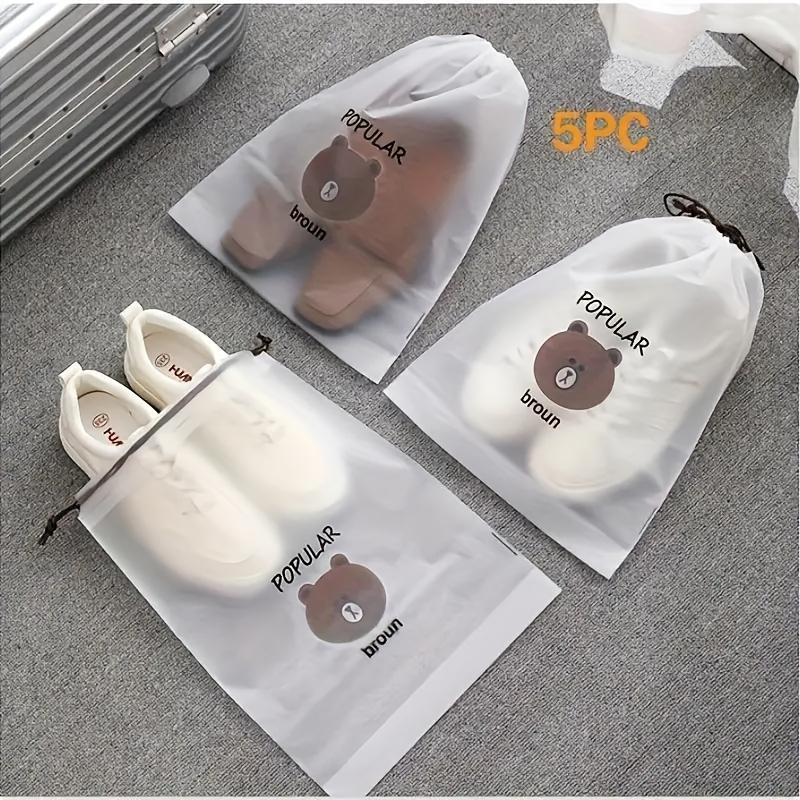

5 шт. Прозрачных сумок для хранения обуви с самозатягивающимся шнурком, пыле- и влагонепроницаемые, необходимые для организации путешествий 5pcs
