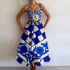 European and American Sexy U-Collar Waist Hugging Pleat Sling Big Hemline Dress Women Sexy Suspender Dress