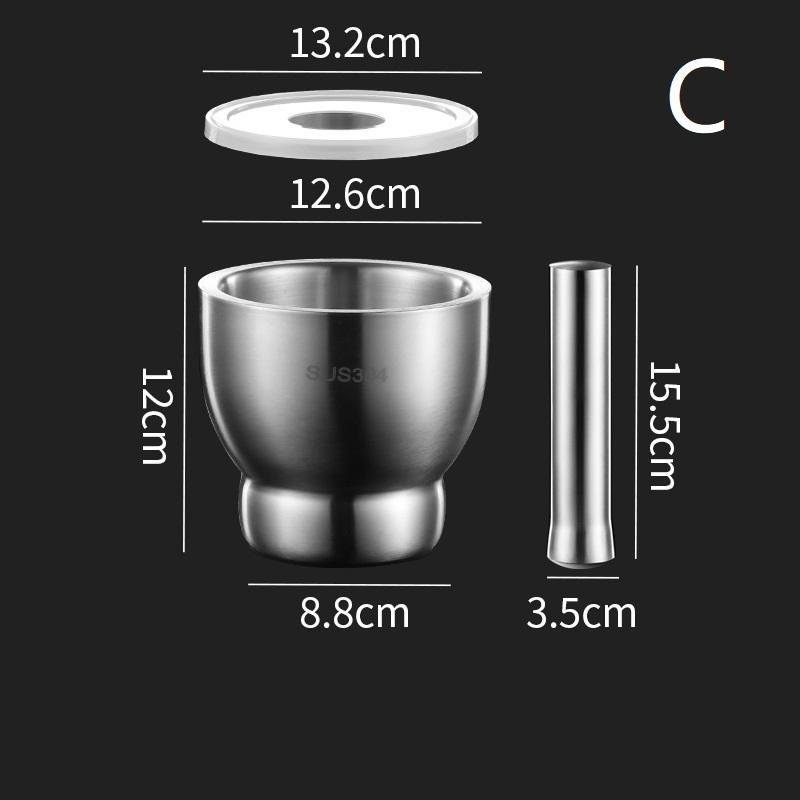 Mortar And Pestle Stainless Steel Spice Grinder Pill Crusher With Lid Ergonomic Grip For Crushing Grinding