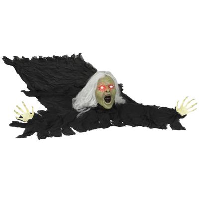 183 Cm Life Size Halloween Animated Crawling Zombie with Glowing LED Eyes, Scary Halloween Decorations, Battery Operated, Indoor Outdoor Party Props