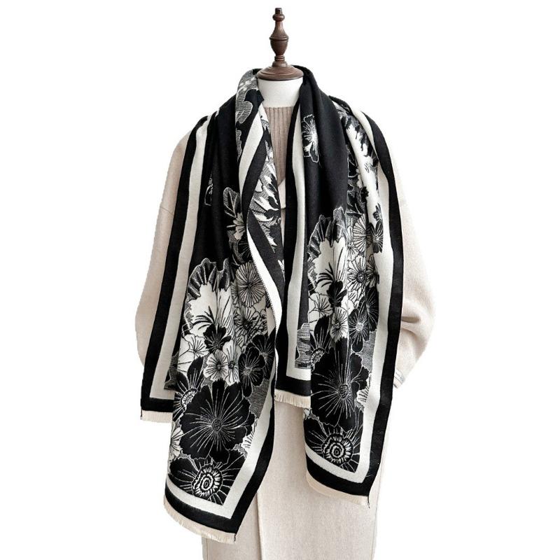 New Autumn and Winter Warm Thickened Imitation Cashmere Scarf Women Dignified Atmosphere Air Conditioning Shawl Scarf