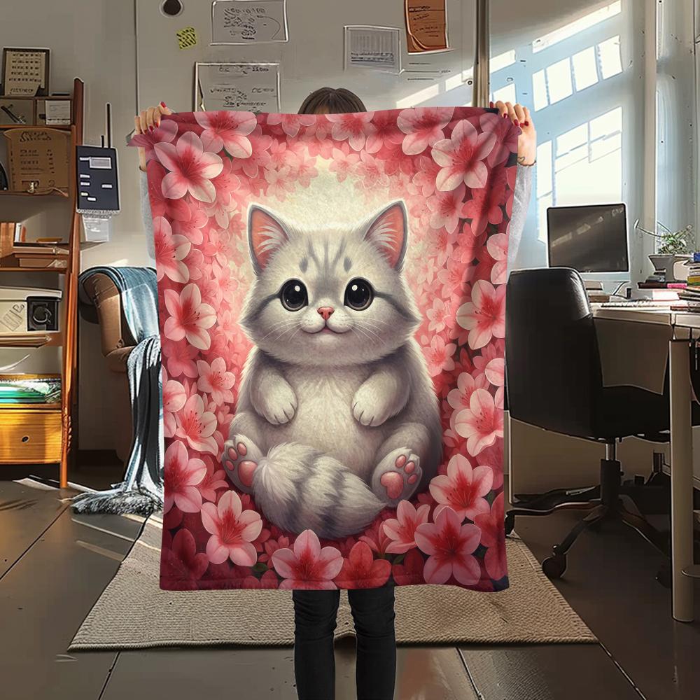 1Pc Cartoon Print Flannel Blanket, High Quality Comfortable for All Seasons, Home Decor, Warmth and Comfort, Perfect for Christmas Birthday Gift