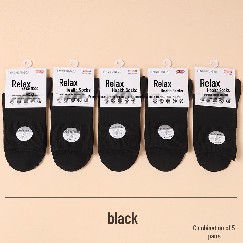 Women's Loose Fit Postpartum Socks: Non-Constricting, Double-Needle, Odor-Resistant, Sweat-Absorbing, Mid-Calf for Swollen Feet, All-Season.
